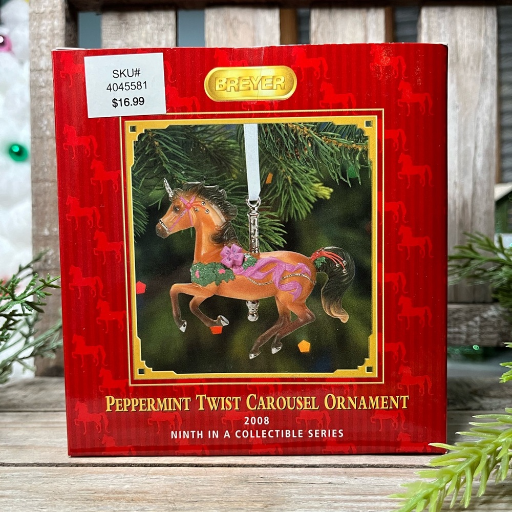 New in Box! Sealed! Breyer Peppermint Twist Carousel Ornament 2008  #700608